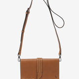 Mini crossbody bag in cognac leather