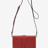 Mini red leather crossbody bag