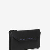 Large black leather flap wallet