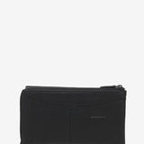 Large black leather flap wallet