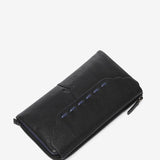 Large black leather flap wallet