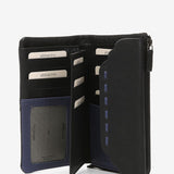 Large black leather flap wallet