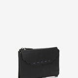 Medium black leather flap wallet