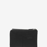 Medium black leather flap wallet