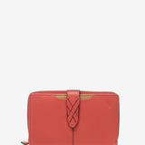 Medium wallet in coral leather