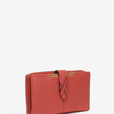 Medium wallet in coral leather