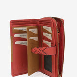 Medium wallet in coral leather