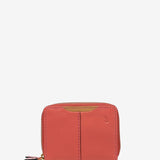 Small wallet in coral leather