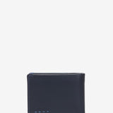 Small leather men's wallet with RFID protection in blue