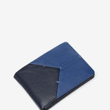 Small leather men's wallet with RFID protection in blue