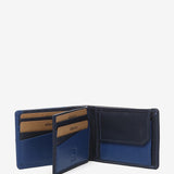 Small leather men's wallet with RFID protection in blue