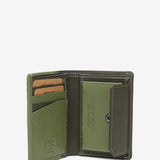 Small leather men's wallet with RFID protection in green