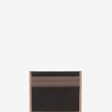 Men's leather card holder in taupe