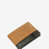 Small leather men's wallet with RFID protection in camel