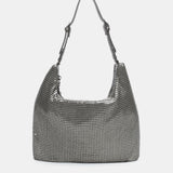 Bolso de fiesta hobo de mujer de malla metálica en plata
