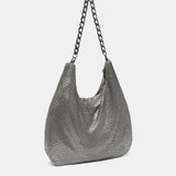 Bolso hobo de fiesta en malla metálica en plateado