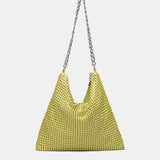 Bolso de hombro de malla metálica en verde