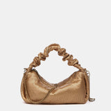 Bolso de mano de malla metálica en dorado