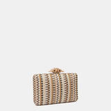 Partytasche mit braunem Muster.