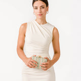 Party clutch with green print