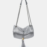 Bolso de fiesta en malla metálica blanca