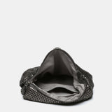 Schultertasche aus silbernem Metallnetz