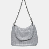 White metal mesh shoulder bag