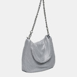 White metal mesh shoulder bag