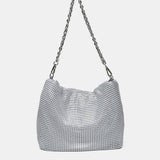 White metal mesh shoulder bag