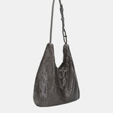Silver metallic mesh shoulder bag