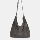 Silver metallic mesh shoulder bag