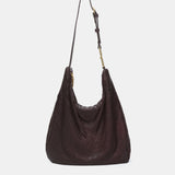 Burgundy metallic mesh shoulder bag