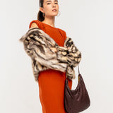 Burgundy metallic mesh shoulder bag
