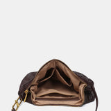 Burgundy metallic mesh shoulder bag