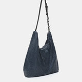 Blue metallic mesh shoulder bag