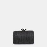 Silver velvet clutch