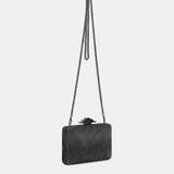 Silver velvet clutch
