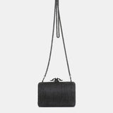 Silver velvet clutch