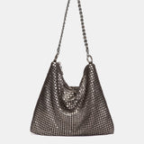 Bolso de fiesta en malla metálica plateada
