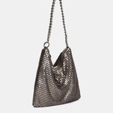 Bolso de fiesta en malla metálica plateada