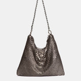 Bolso de fiesta en malla metálica plateada