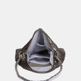 Bolso de fiesta en malla metálica plateada