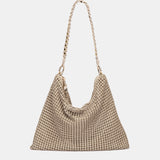 Bolso de fiesta en malla metálica beige