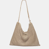 Bolso de fiesta en malla metálica beige