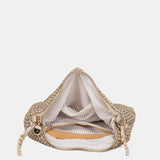 Bolso de fiesta en malla metálica beige