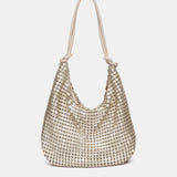 Bolso de fiesta en malla metálica dorada