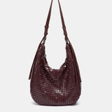Bolso de hombro en malla metálica burdeos