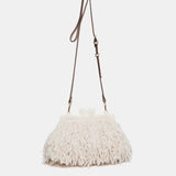 Bolso de fiesta de plumas beige