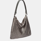 Bolso de hombro en malla metálica plata