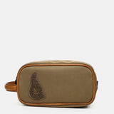 Women's toiletry bag made of recycled materials, camel